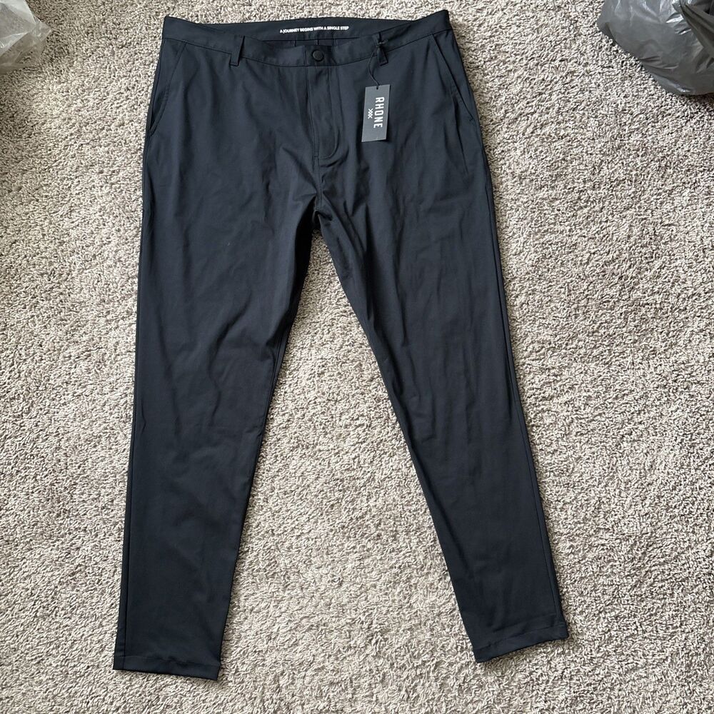 Rhone Commuter Pants Skinny Black Athleisure Work Golf Size 40x32 Mens 90s New